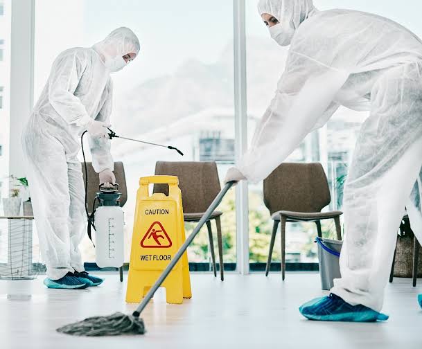 biohazard cleanup waste container prepared for disposal
